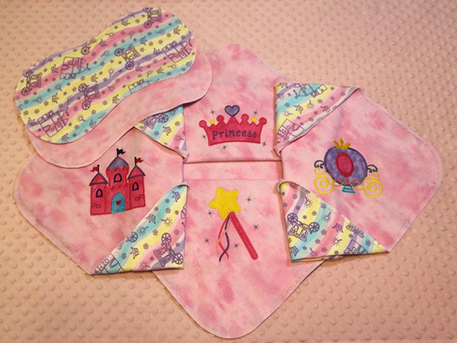 Applique My Little Princess (4) Applique Designs Flannel Blanket w/(2) Burp Cloths Kit
