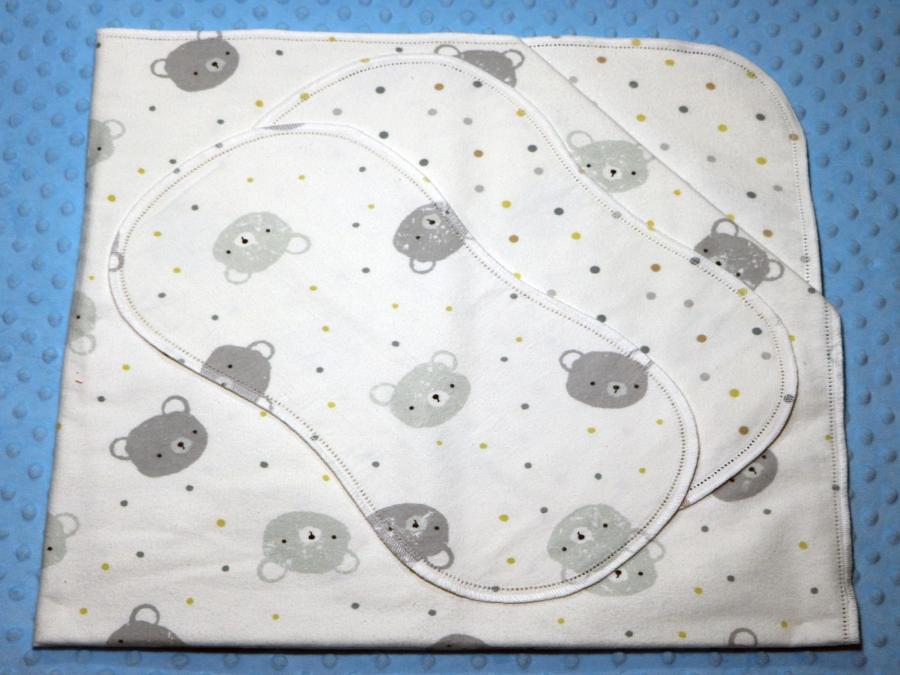 Baby Bear Faces Hemstitched Flannel Blanket w/(2) Burp Cloths Kit