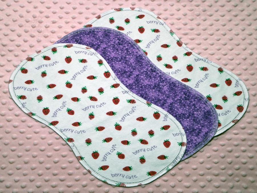 Berry Cute Hemstitched Flannel (3) Piece Burp Cloths Kit