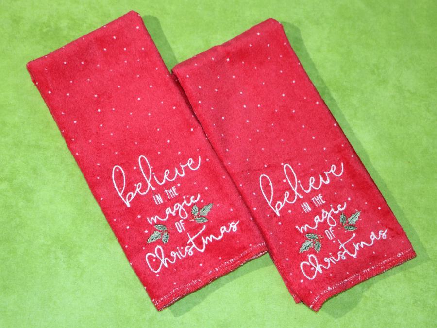 Believe In The Magic Of Christmas Hemstitched 2 Piece Tea Towel Kit