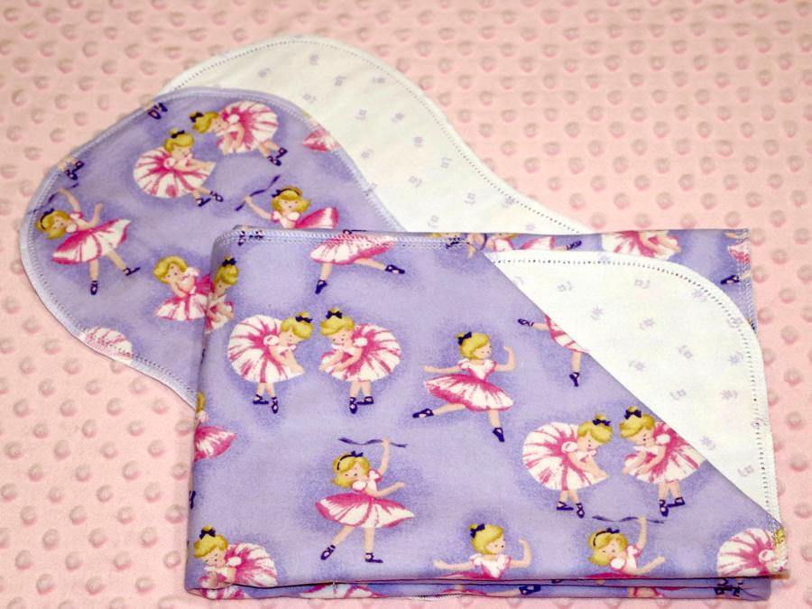 Ballerinas Just Dance Hemstitched Flannel Blanket w/(2) Burp Cloths Kit