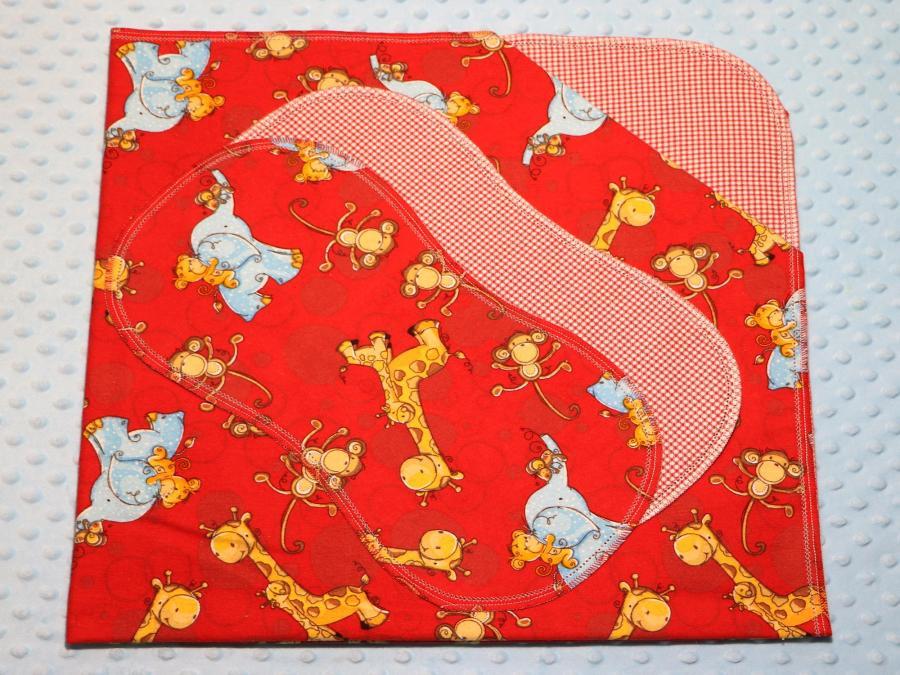 Elephants And Giraffes On The Run Hemstitched Flannel Blanket w/(2) Burp Cloths Kit