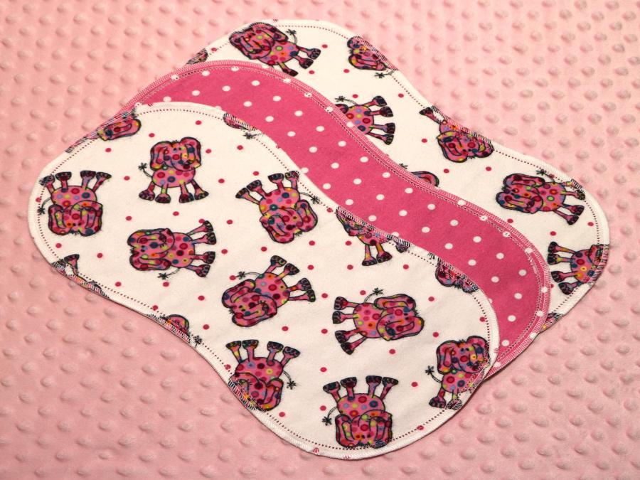 Funky Elephants Hemstitched Flannel (3) Piece Burp Cloths Kit