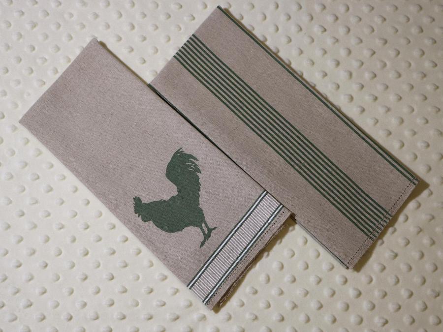 Green Rooster 2 Piece Tea Towel Kit