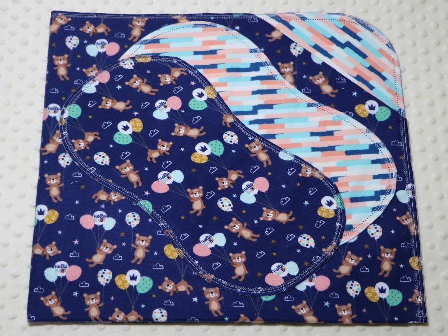 Hello Baby II Hemstitched Flannel Blanket w/(2) Burp Cloths Kit