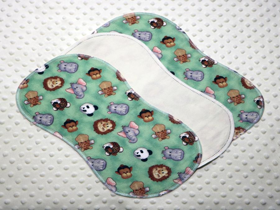 Jungle Babies Cream Hemstitched Flannel (3) Piece Burp Cloths Kit