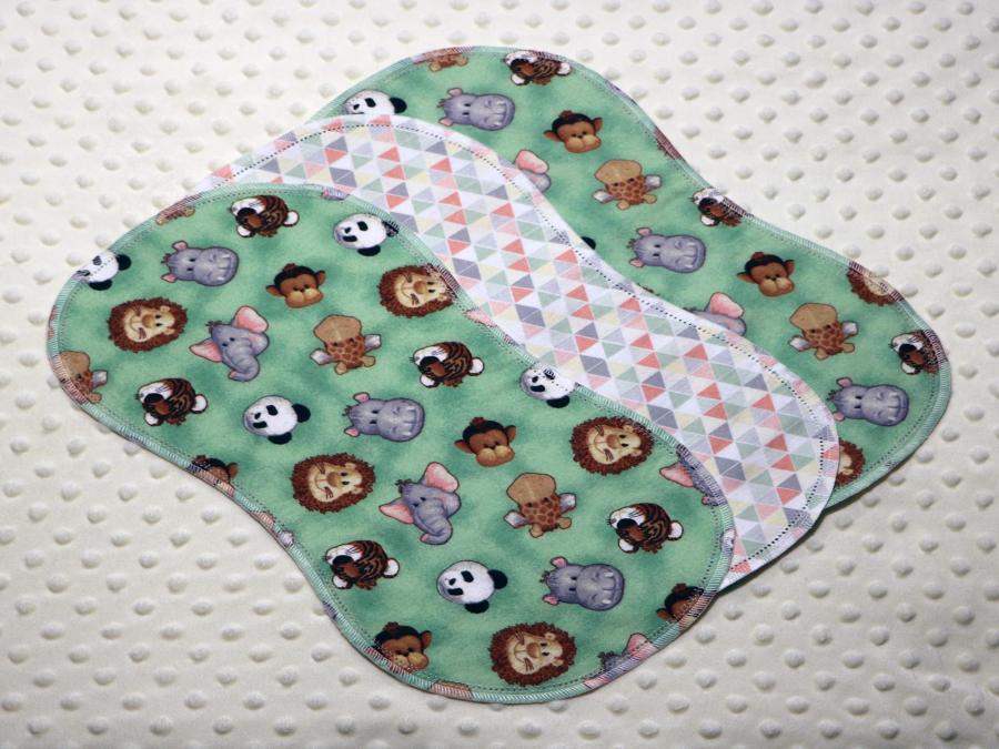 Jungle Babies Geo Hemstitched Flannel (3) Piece Burp Cloths Kit