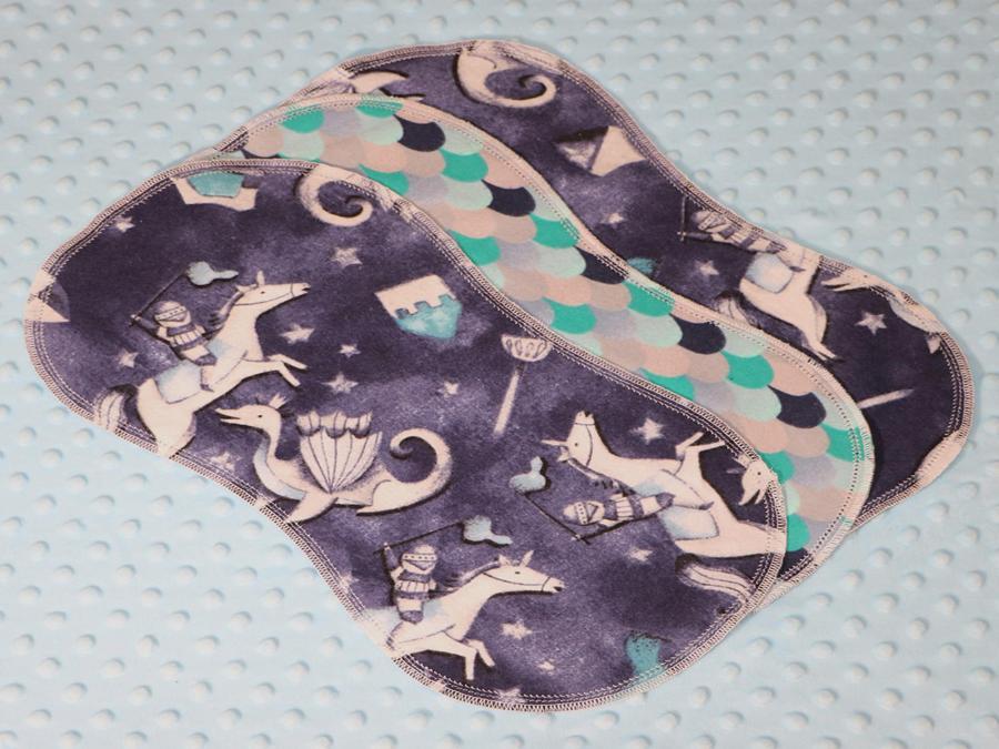 Knights And Dragons Hemstitched Flannel (3) Piece Burp Cloths Kit