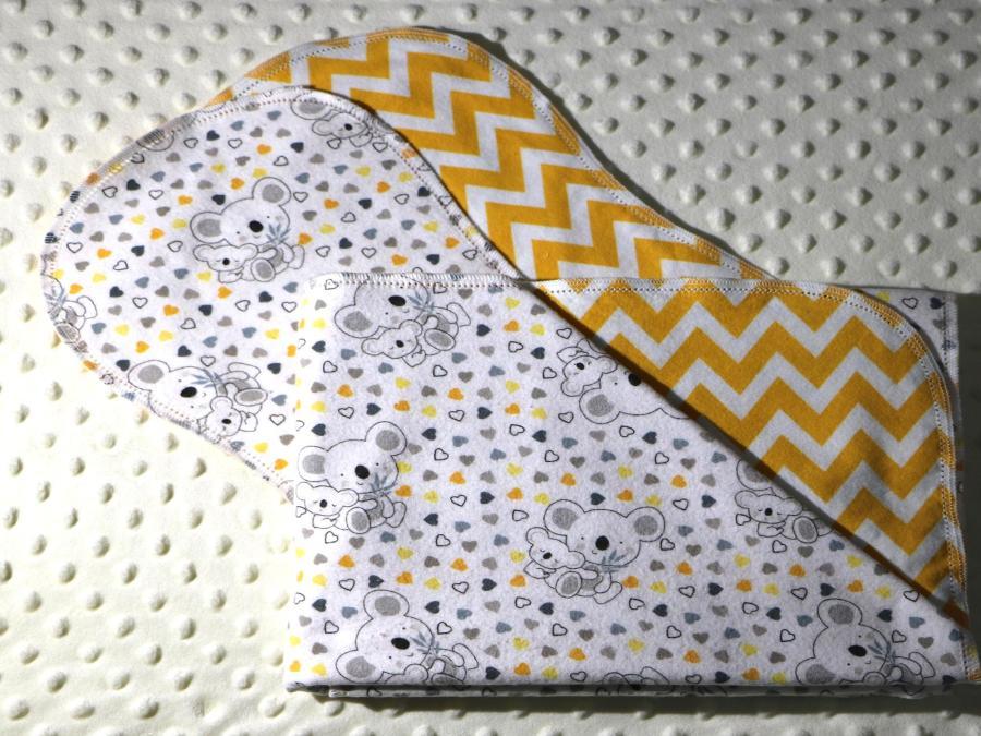 Koala Bear Love Hemstitched Flannel Blanket w/(2) Burp Cloths Kit