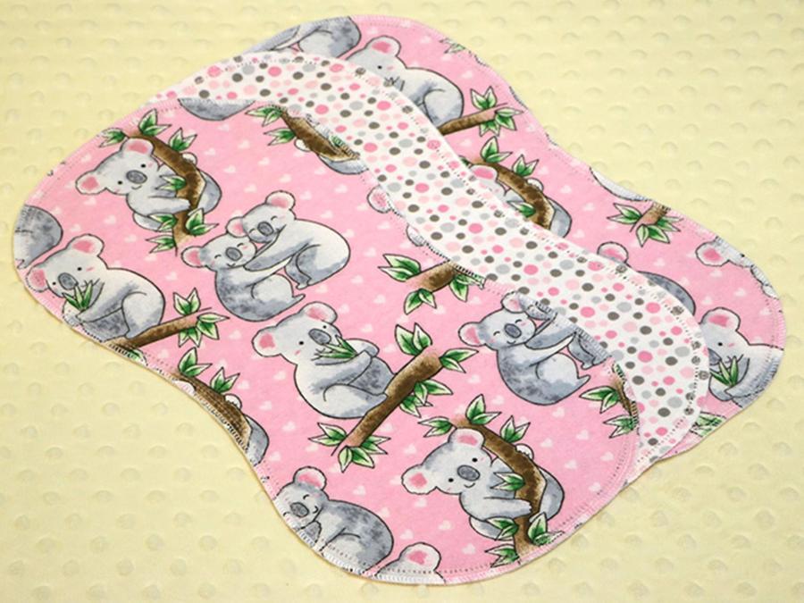 Koala Bears Pink Hemstitched Flannel (3) Piece Burp Cloths Kit