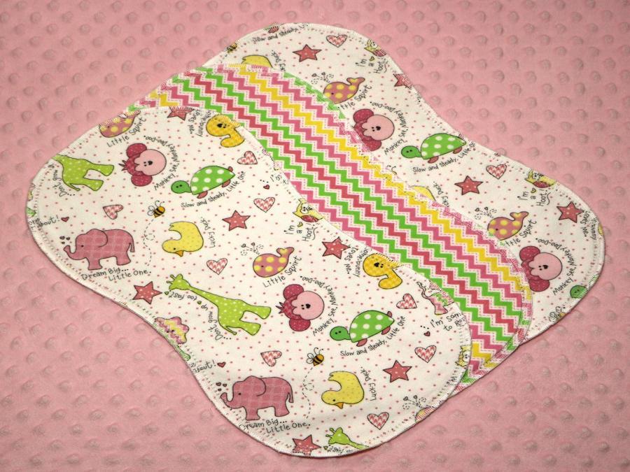 Little Ones Pink Hemstitched Flannel (3) Piece Burp Cloths Kit