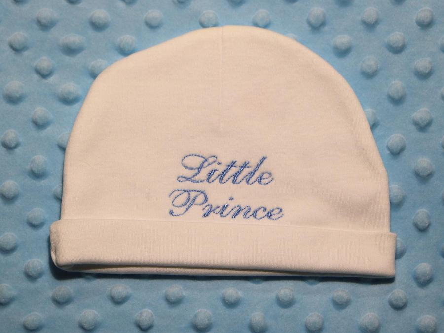 Little Prince Blue Embroidered Cuddle Baby Cap