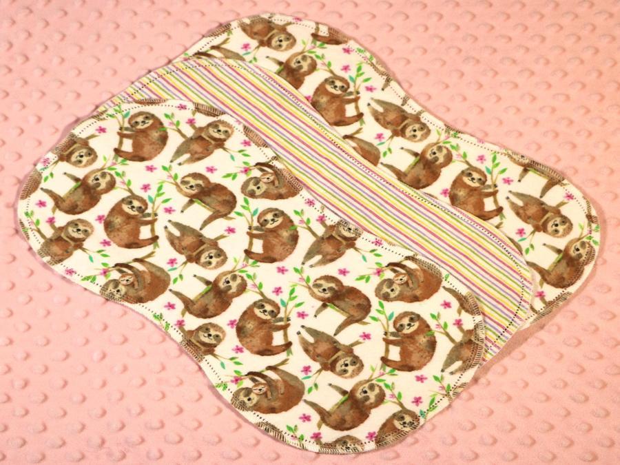 Loveable Sloths Hemstitched Flannel (3) Piece Burp Cloths Kit