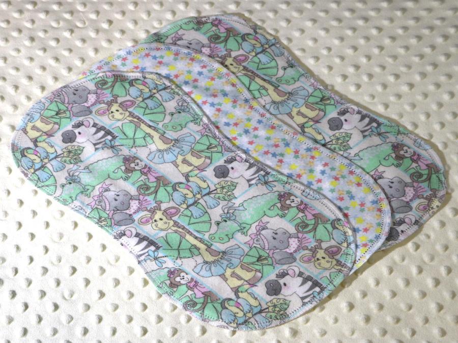 Nursery Animals All Dressed Up Hemstitched Flannel (3) Piece Burp Cloths Kit