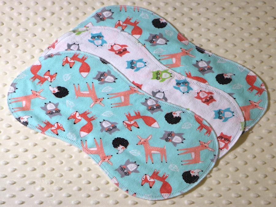 Owls and Friends Hemstitched Flannel (3) Piece Burp Cloths Kit