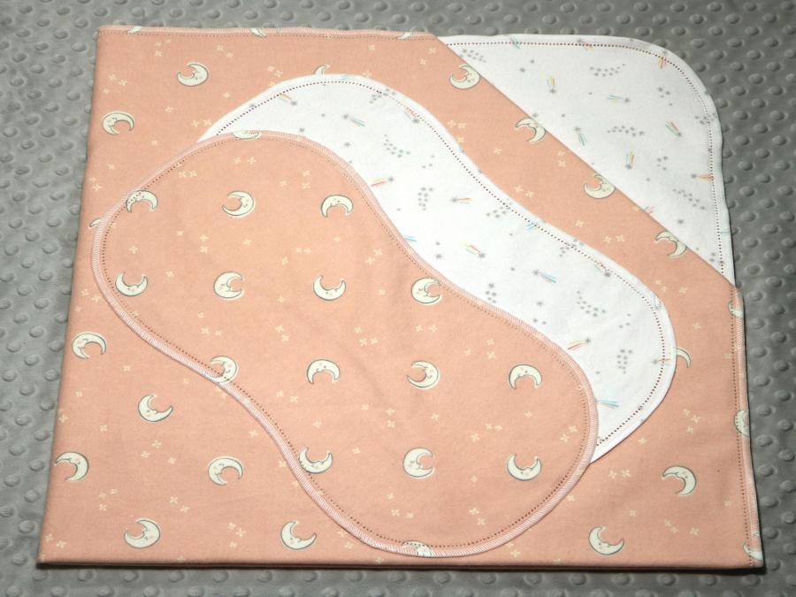 Over The Moon Shooting Stars Hemstitched Flannel Blanket w/(2) Burp Cloths Kit