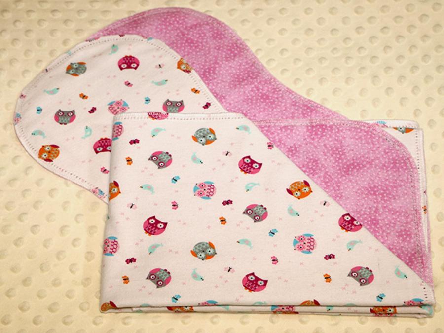 Pretty and Bright Owls Hemstitched Flannel Blanket w/(2) Burp Cloths Kit