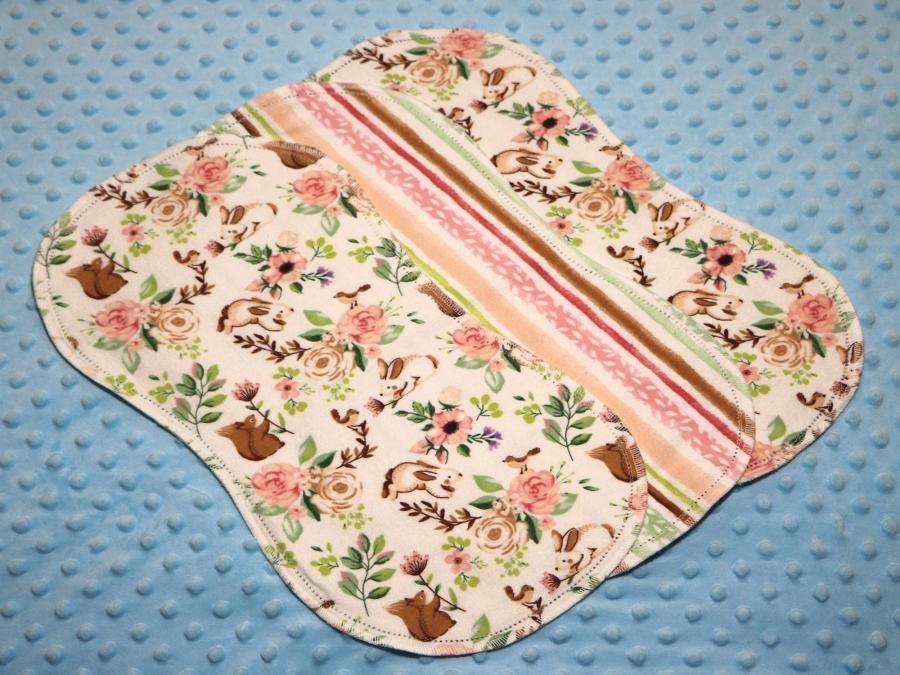 Precious Rabbits And Squirls II Hemstitched Flannel (3) Piece Burp Cloths Kit