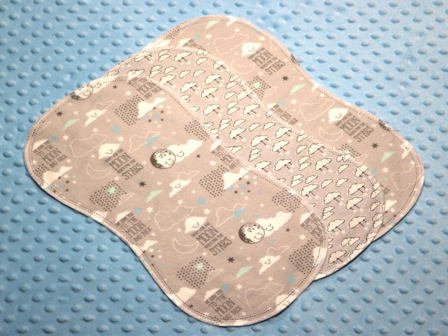Shoot For The Moon Hemstitched Flannel (3) Piece Burp Cloths Kit
