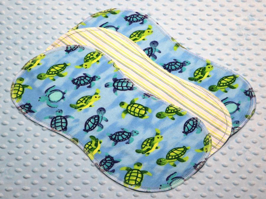 Swimming Turtles Hemstitched Flannel (3) Piece Burp Cloths Kit