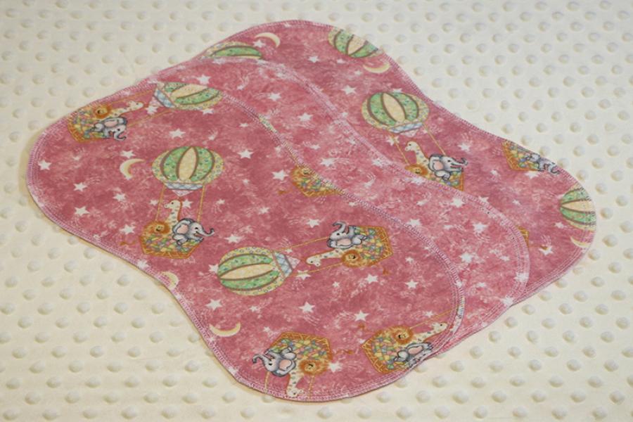 Toy Animal Balloons Pink Hemstitched Flannel (3) Piece Burp Cloths Kit
