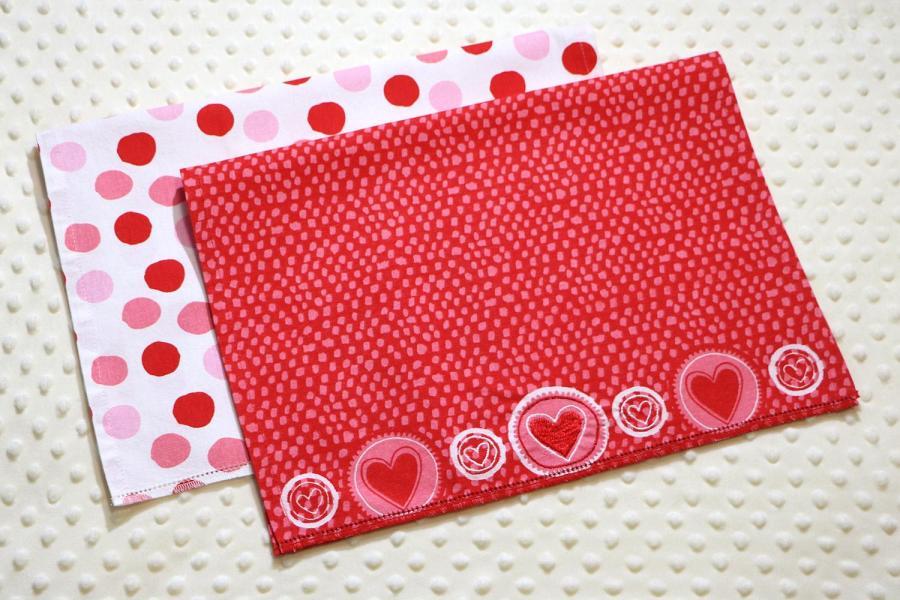 Valentine Hearts And Dots Hemstitched 2 Piece Tea Towel Kit