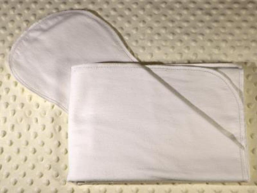 White Blessing Blanket (Double Layer) Hemstitched w/1 Burp Cloth Kit