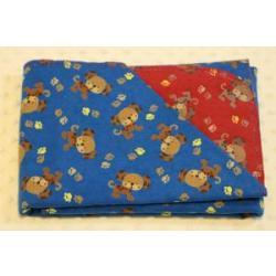 Blue and Red Puppy Hemstitched Flannel Pet Blanket Kit (Small 38 x 38")