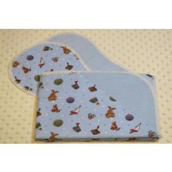 Baby Boy Toy Toss Finished Crochet Edge Flannel Blanket w/(2) Burp Cloths Gift Set