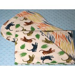 Big Cats Hemstitched Flannel Blanket w/(2) Burp Cloths Kit