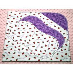 Berry Cute Purple Hemstitched Flannel Blanket w/(2) Burp Cloths Kit
