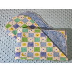 Celestial Nursery Blocks Blue Hemstitched Flannel Blanket w/(2) Burp Cloths Kit