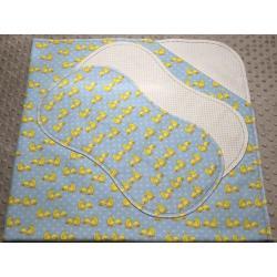 Ducks Go Waddle Waddle Blue Hemstitched Flannel Blanket w/(2) Burp Cloths Kit