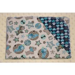 Dog Stars Aqua Hemstitched Flannel Pet Blanket Kit (Small 38 x 38")