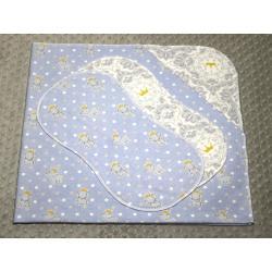 Elephants And Dots Blue Hemstitched Cotton/Flannel Baby Blanket and (2) Burp Cloths Kit