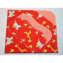 Elephants And Giraffes On The Run Hemstitched Flannel Blanket w/(2) Burp Cloths Kit