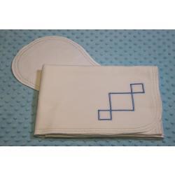 Hemstitched Embroidered Blesssing Blanket Blue (Double Layer) W/Burp Cloth Kit