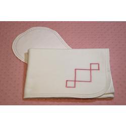Hemstitched Embroidered Blesssing Blanket Pink (Double Layer) W/Burp Cloth Kit