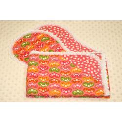 Emma Hearts And Flowers Finished Crochet Edge Flannel Blanket w/(2) Burp Cloths Gift Set