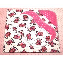 Funky Elephants Hemstitched Flannel Blanket w/(2) Burp Cloths Kit