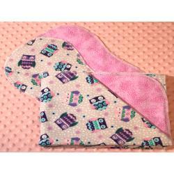 Fancy Owls Hemstitched Flannel Blanket w/(2) Burp Cloths Kit