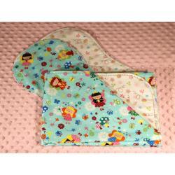 Fairy Princess Aqua Hemstitched Flannel Blanket w/(2) Burp Cloths Kit