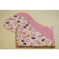 Fairy Princess Pink Hemstitched Flannel Blanket w/(2) Burp Cloths Kit