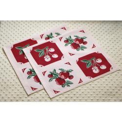 Granny Fruit Red Hemstitched Tea Towels Kit