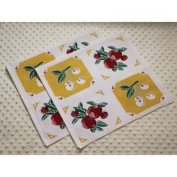 Granny Fruit Yellow Hemstitch Tea Towels Kit