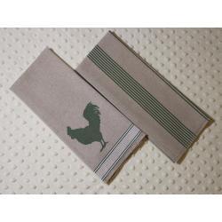 Green Rooster 2 Piece Tea Towel Kit