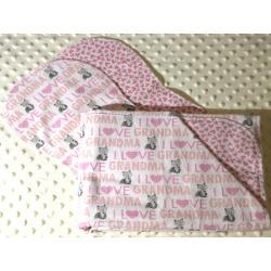 I Love Grandma Fox Hemstitched Flannel Blanket w/(2) Burp Cloths Kit