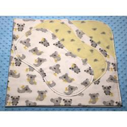 Koala And Panda Bears Hemstitched Flannel Blanket w/(2) Burp Cloths Kit
