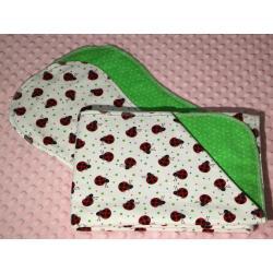 Ladybugs All Over Hemstitched Flannel Blanket w/(2) Burp Cloths Kit