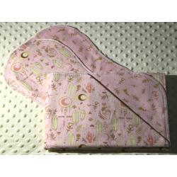 Moon Child Pink Hemstitched Flannel Blanket w/(2) Burp Cloths Kit